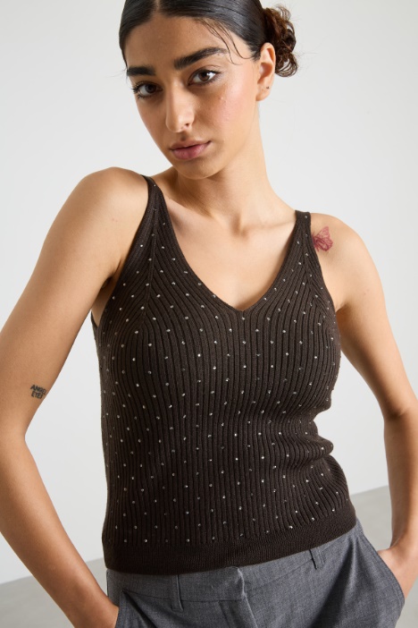 Top in maglia con strass