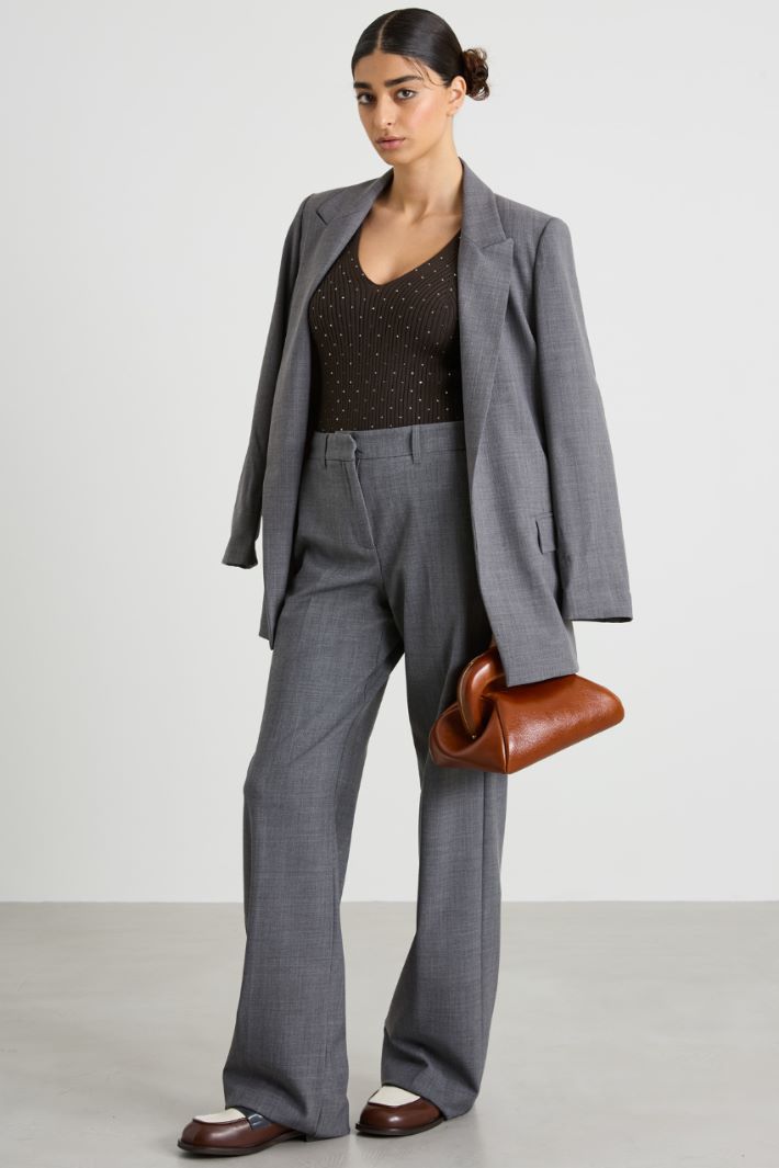 Top in maglia con strass