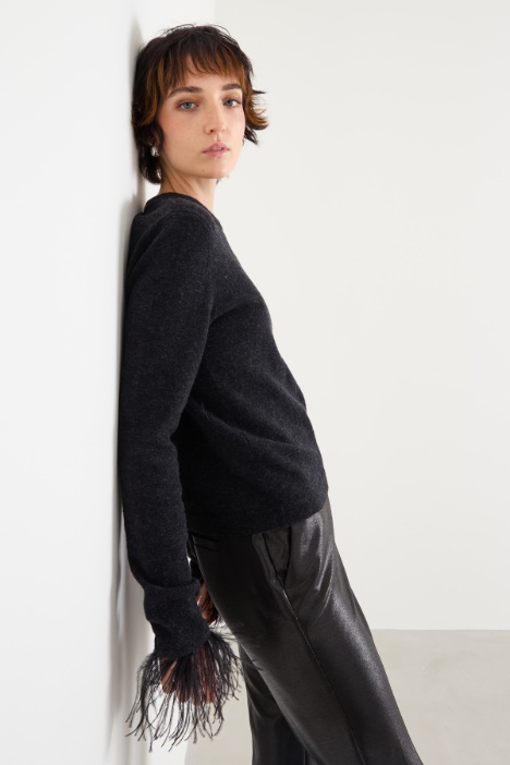 Ostrich feather-detail sweater Intrend