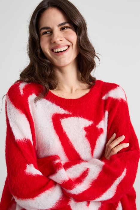 Maglia in mohair con intarsio