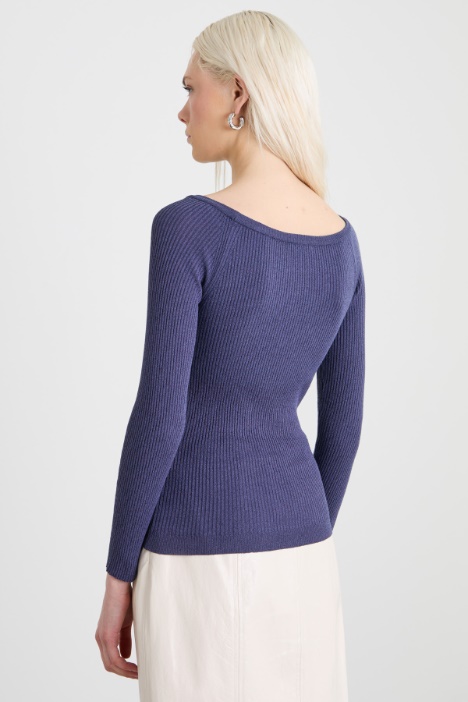 Maglia lamé a coste