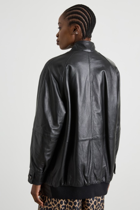 Bomber imbottito in vera pelle