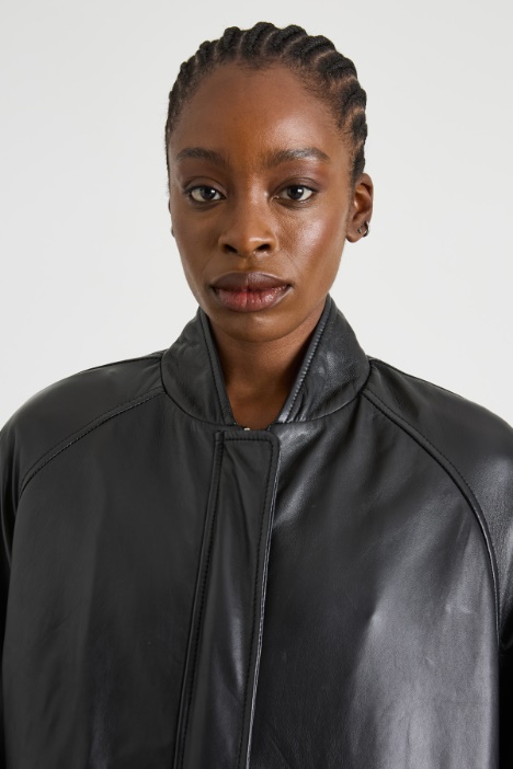 Bomber imbottito in vera pelle