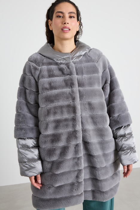 Chaqueta acolchada efecto pelo