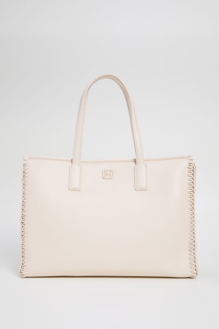 Threading-embellished shopping tote Intrend