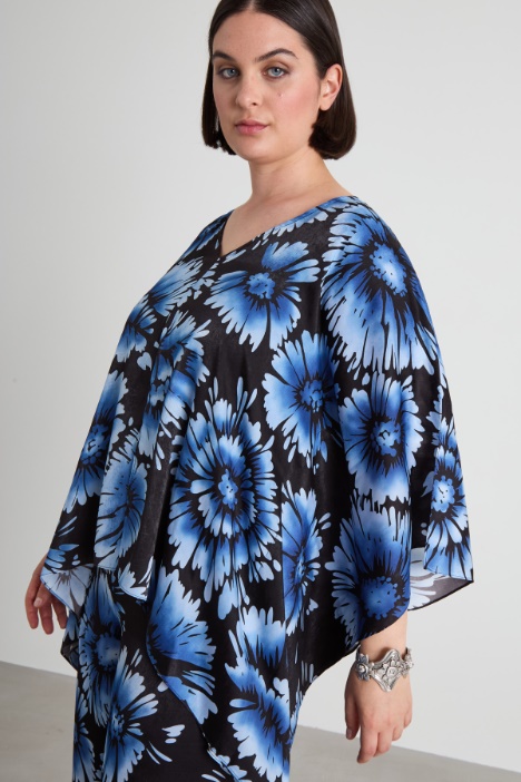 Poncho in raso stampato