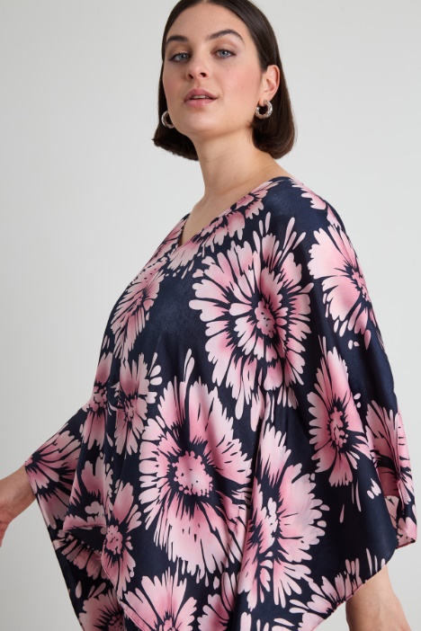 Poncho in raso stampato