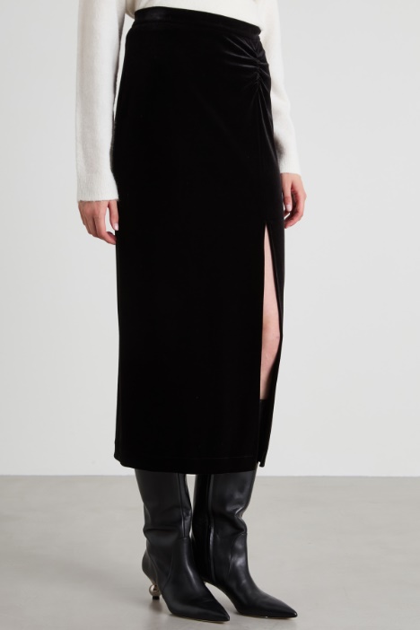Gonna longuette in velluto