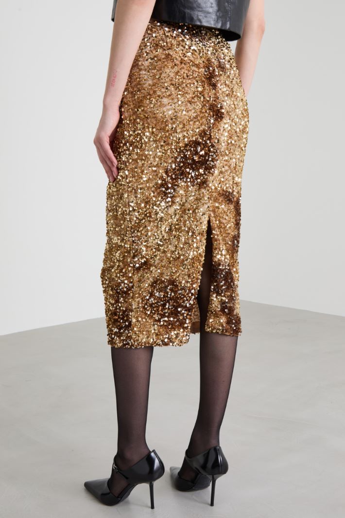 Gonna in ciniglia e paillettes Intrend - 3