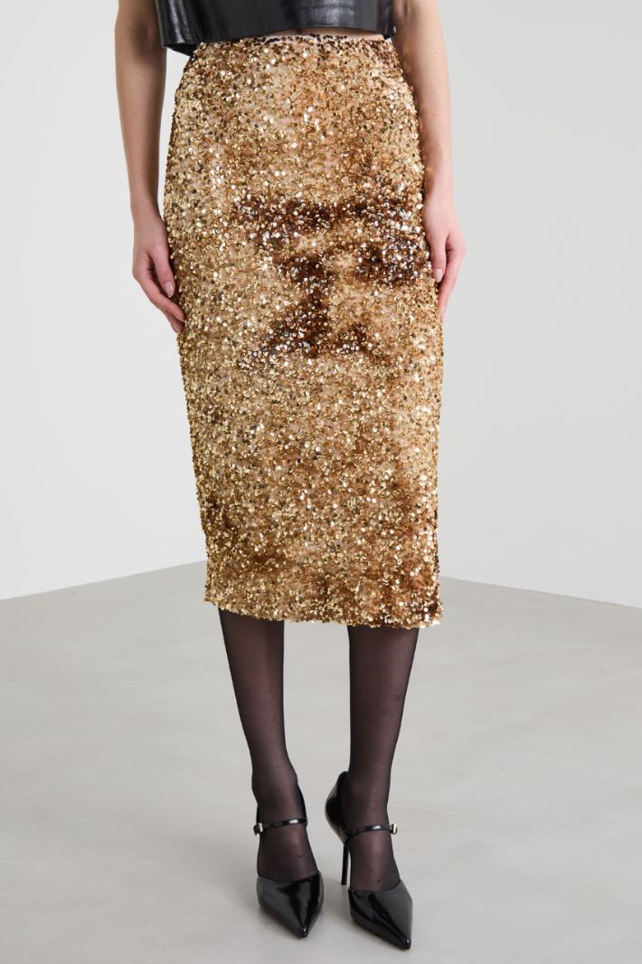 Gonna in ciniglia e paillettes Intrend - 4