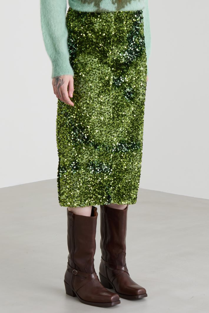 Gonna in ciniglia e paillettes Intrend - 4