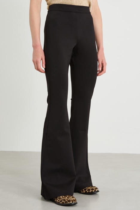 Pantaloni flare in jersey