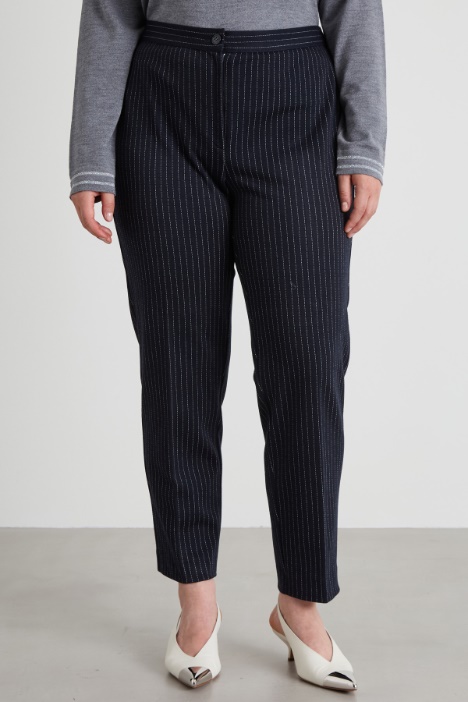 Pantaloni gessati in jersey