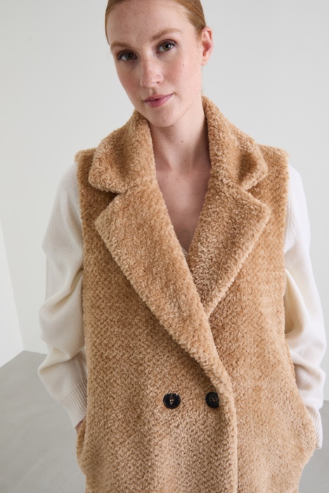 Gilet doppiopetto peluche