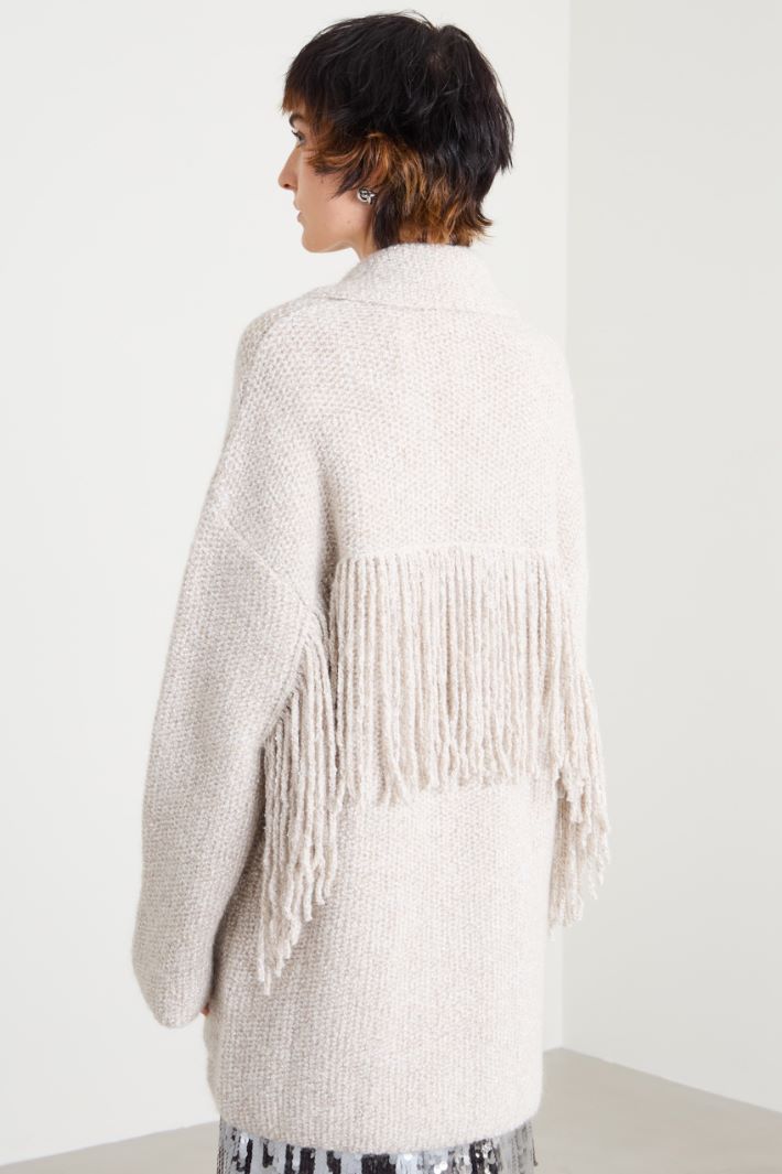 Fringed knitted pea coat Intrend - 3
