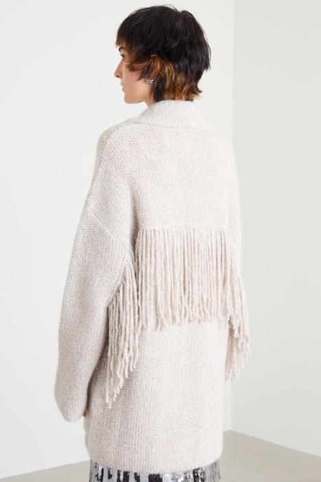 Fringed knitted pea coat Intrend - 3