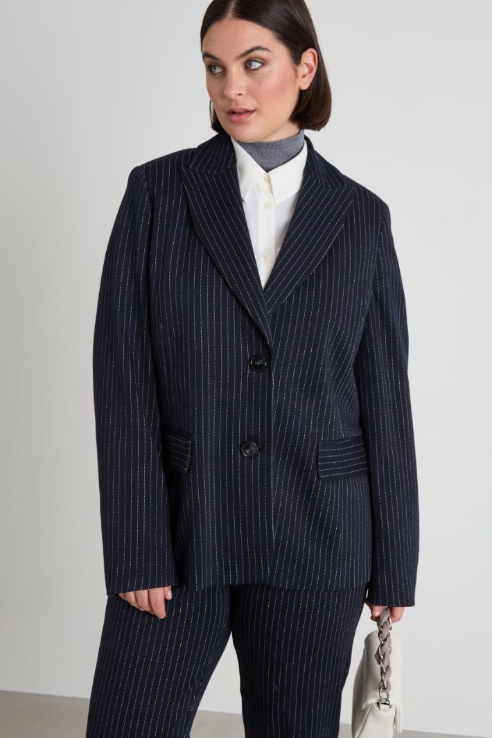 Blazer gessato in jersey
