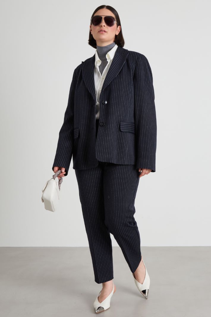 Blazer gessato in jersey