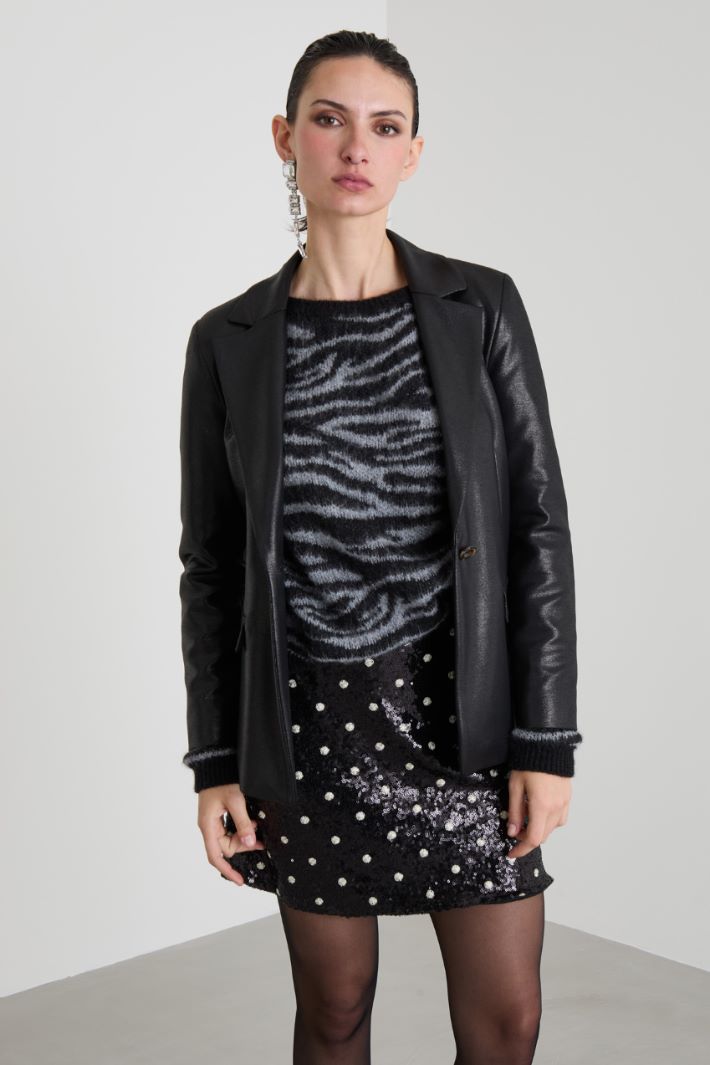 Blazer in jersey lamé