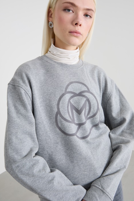 Felpa con stampa in velluto