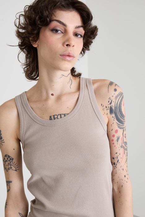 Canotta a costine in cotone