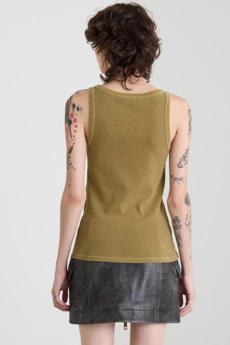 Canotta a costine in cotone