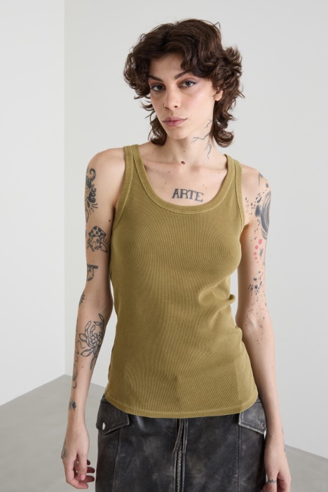 Canotta a costine in cotone