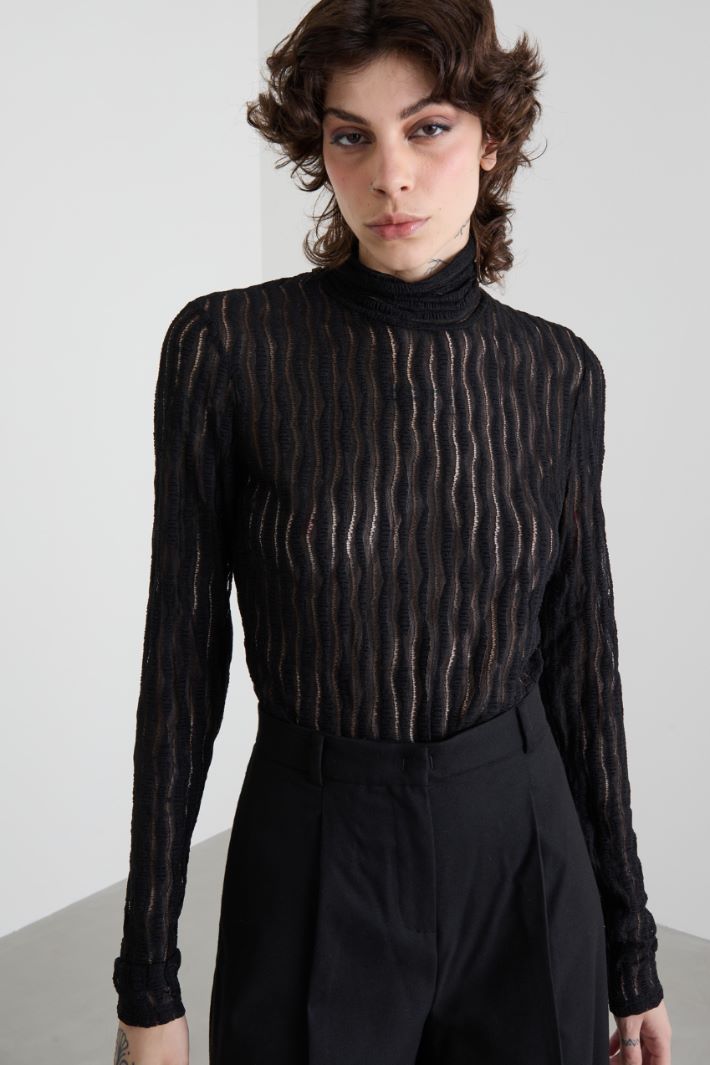 Lace mock polo-neck sweater Intrend
