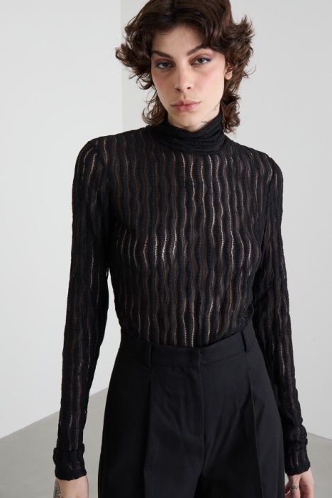 Lace mock polo-neck sweater Intrend