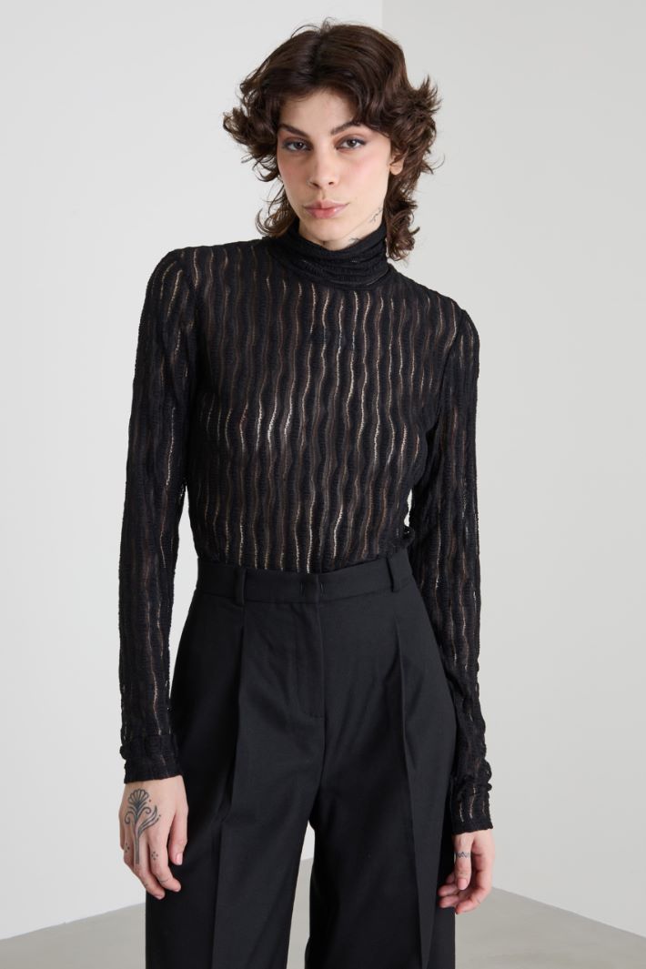 Lace mock polo-neck sweater Intrend - 4