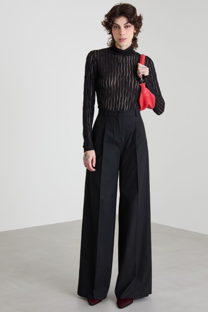 Lace mock polo-neck sweater Intrend - 3