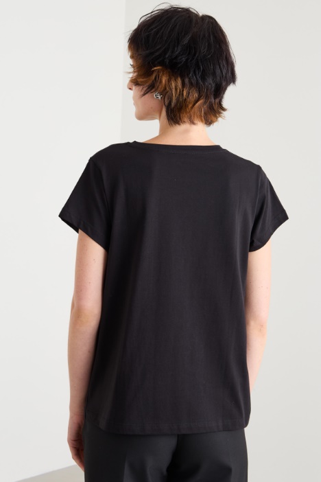 T-shirt con ricamo di strass