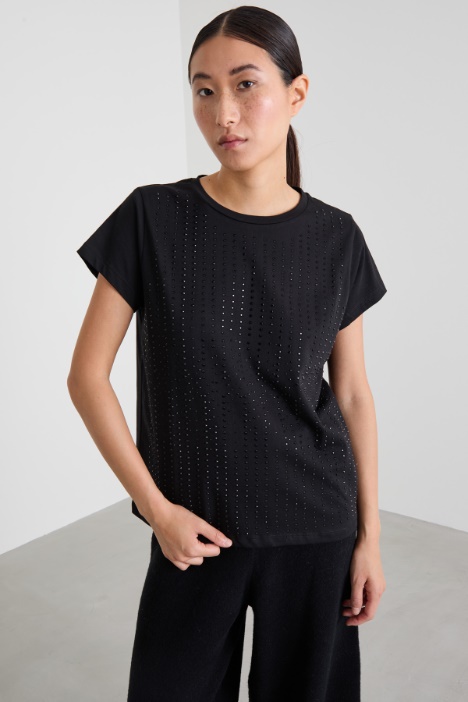 T-shirt in jersey con strass Intrend