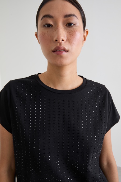 T-shirt in jersey con strass