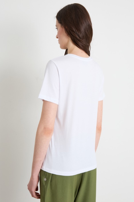 T-shirt con stampa e ricamo