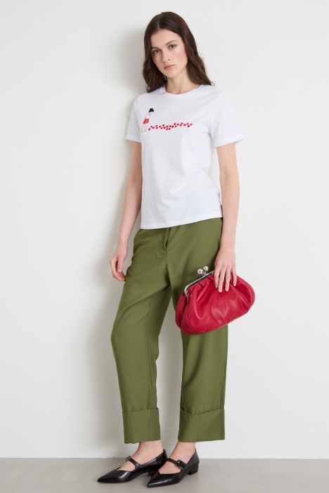 T-shirt con stampa e ricamo Intrend