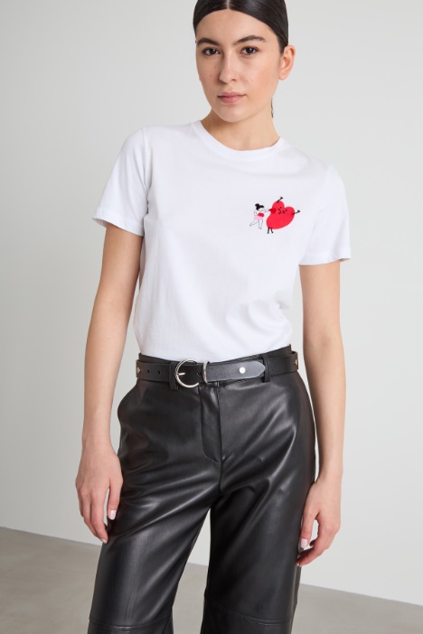 T-shirt con stampa e ricamo Intrend