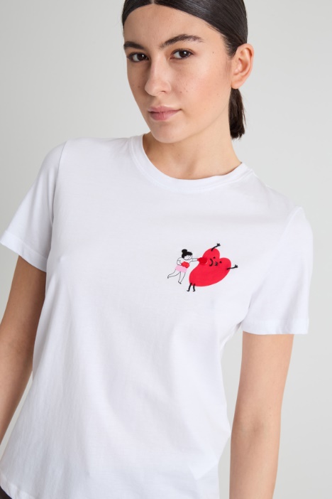 T-shirt con stampa e ricamo
