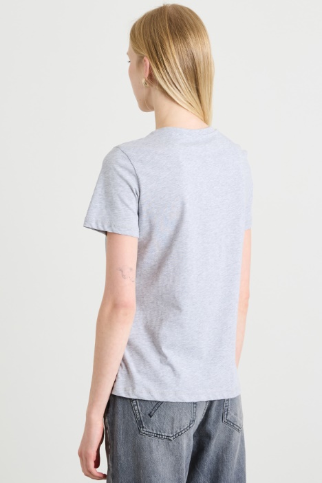 T-shirt con stampa e ricamo