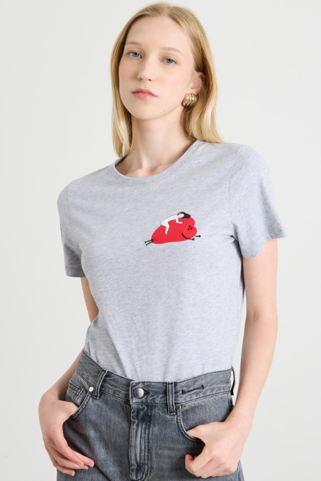T-shirt con stampa e ricamo Intrend
