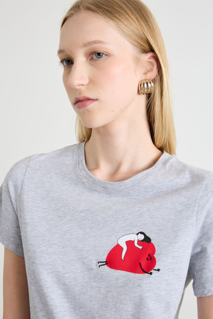 T-shirt con stampa e ricamo Intrend - 4