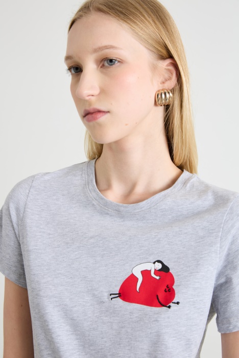 T-shirt con stampa e ricamo