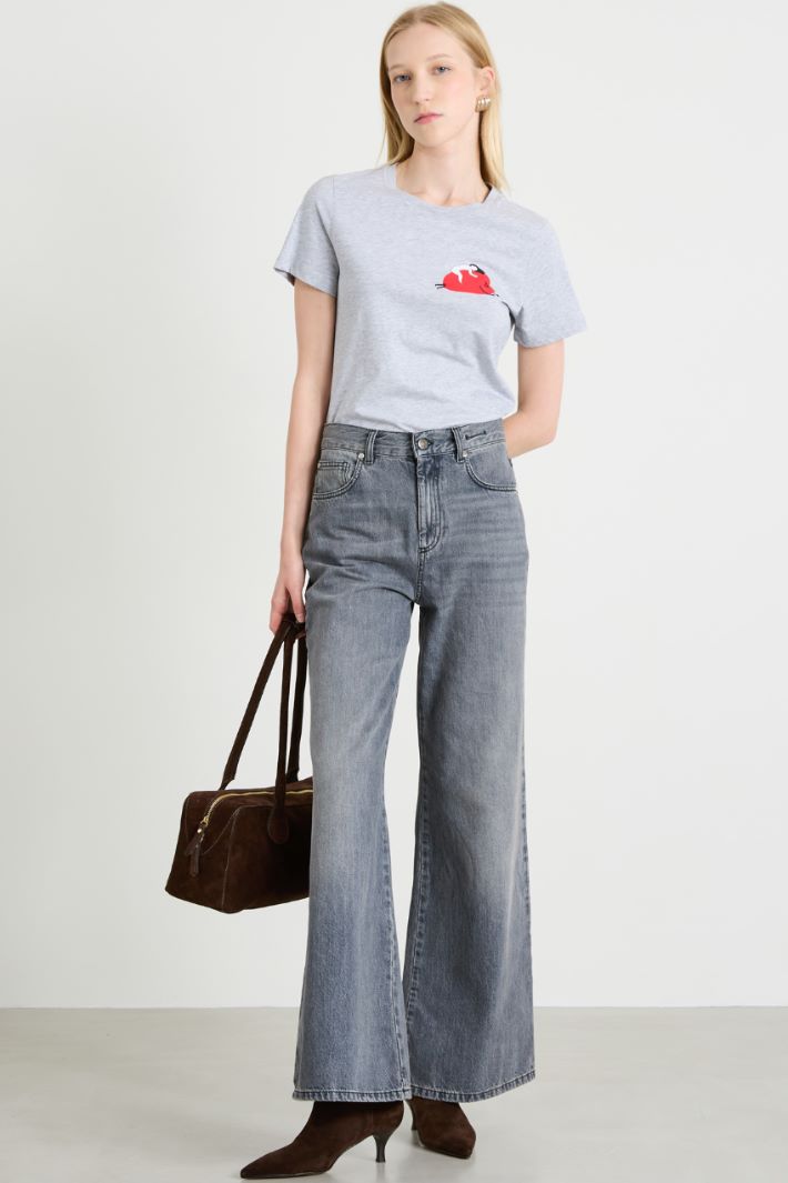 T-shirt con stampa e ricamo Intrend - 3