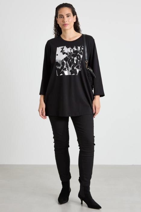 Camiseta de punto de algodón elástico Intrend
