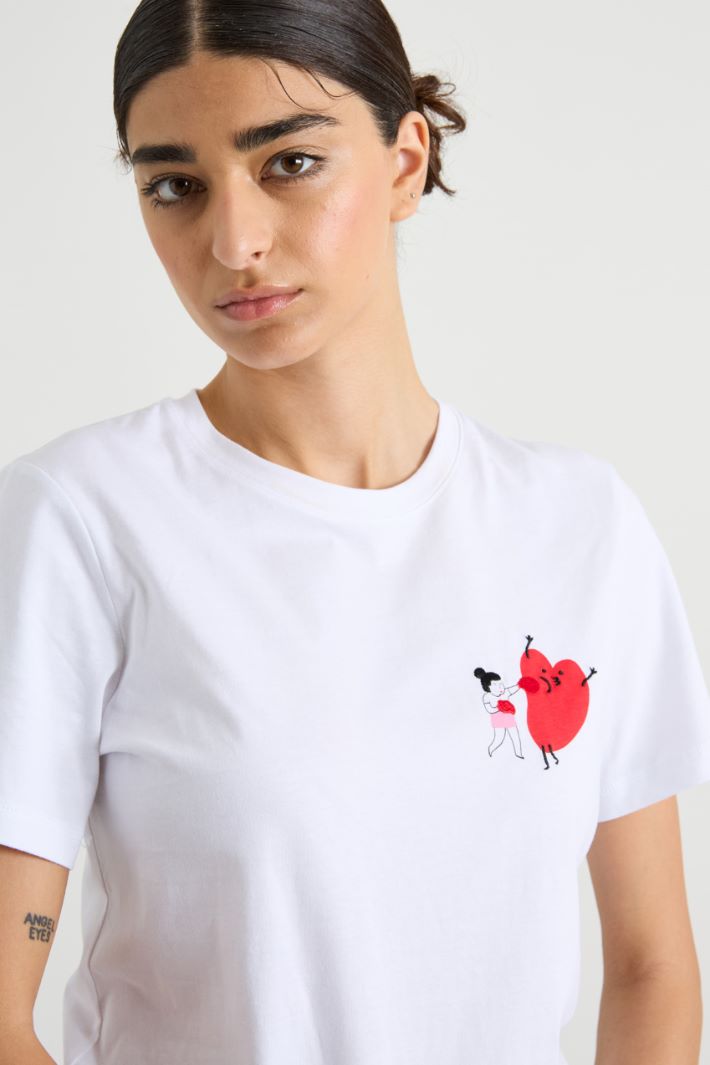 T-shirt con stampa e ricamo Intrend - 4