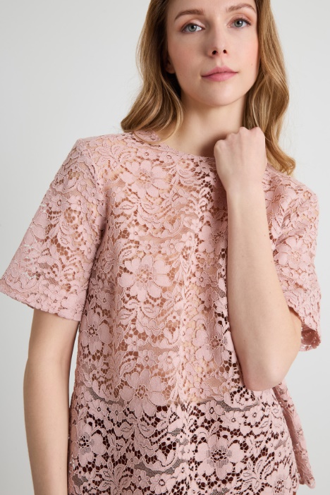 Top girocollo in pizzo