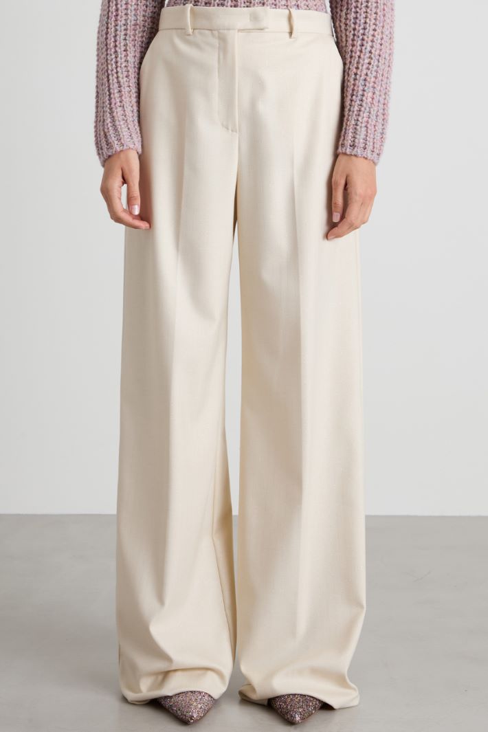 Pantaloni a palazzo gessati lamè
