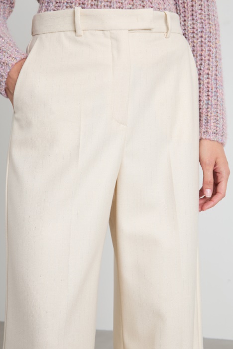 Pantaloni a palazzo gessati lamè