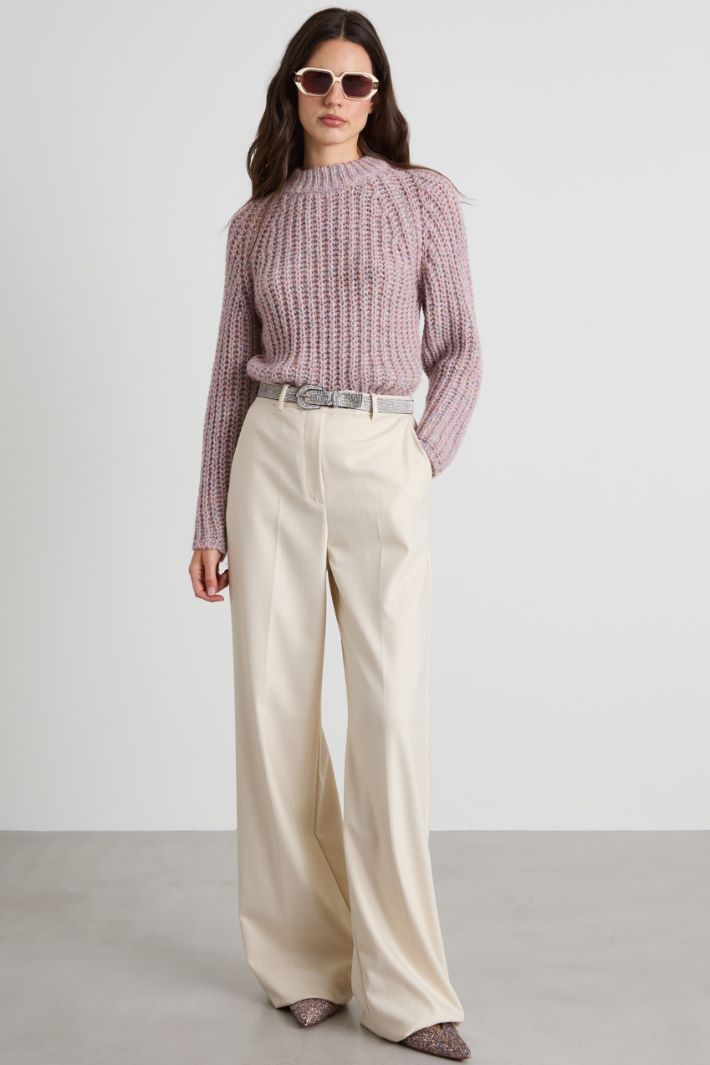 Pantaloni a palazzo gessati lamè