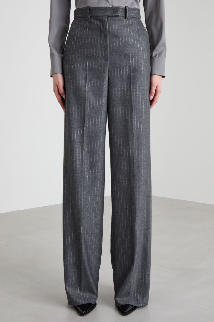 Pantaloni a palazzo gessati lamè Intrend - 2